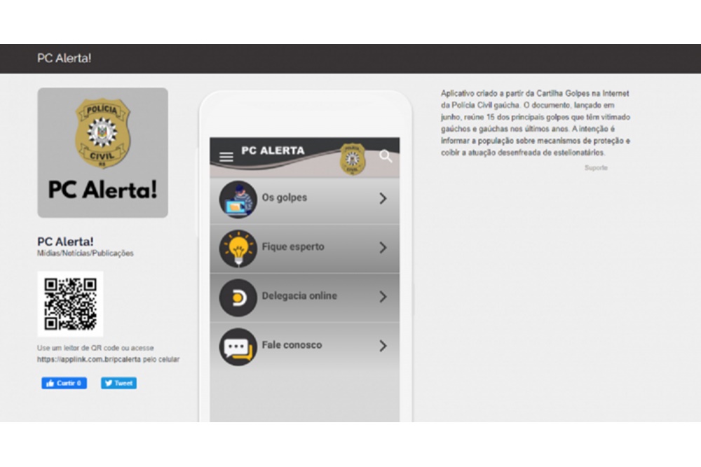 Aplicativo lançado pela Polícia Civil traz alertas sobre golpes