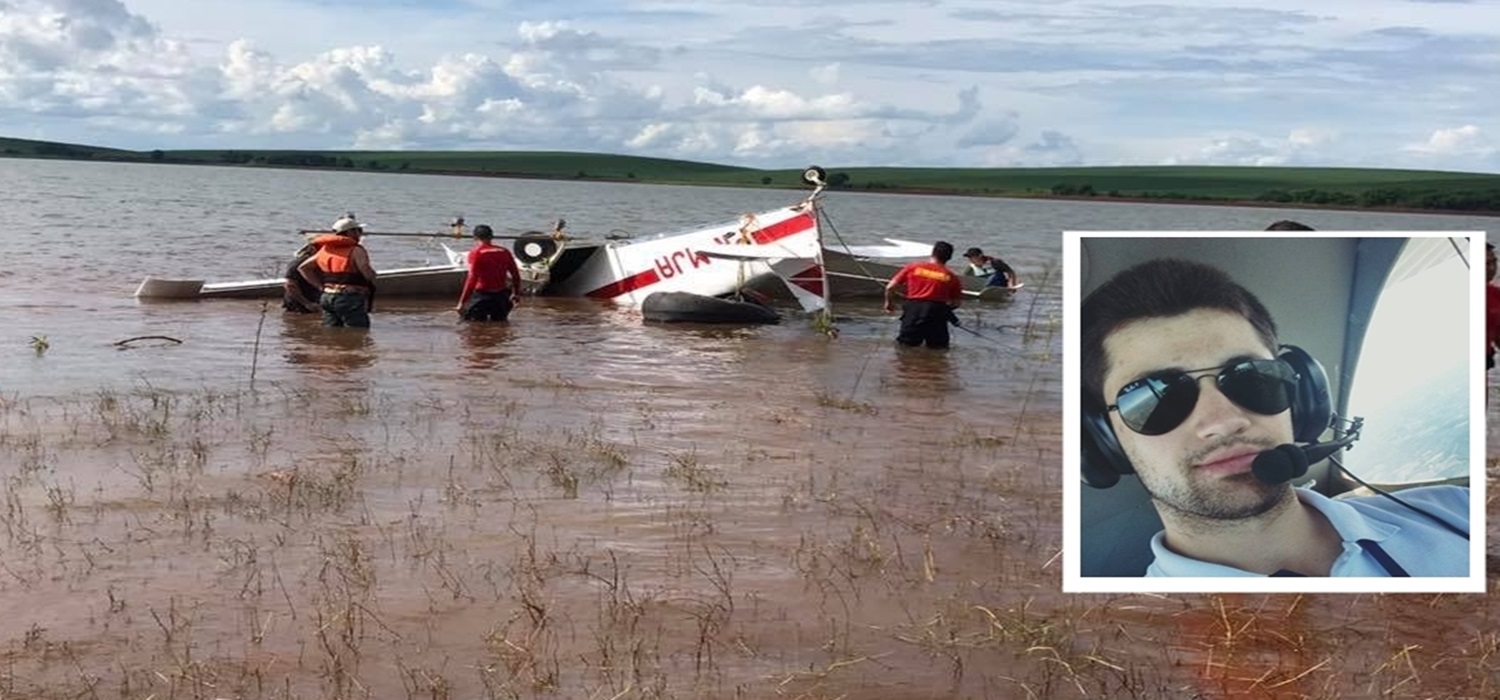 Aeronave é retirada do lago da barragem do Rio Passo Fundo