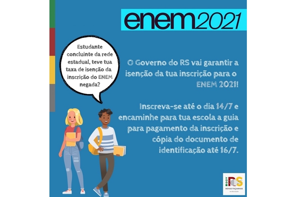 Governo do Estado pagará inscrição do Enem para alunos que tiveram a taxa de isenção negada