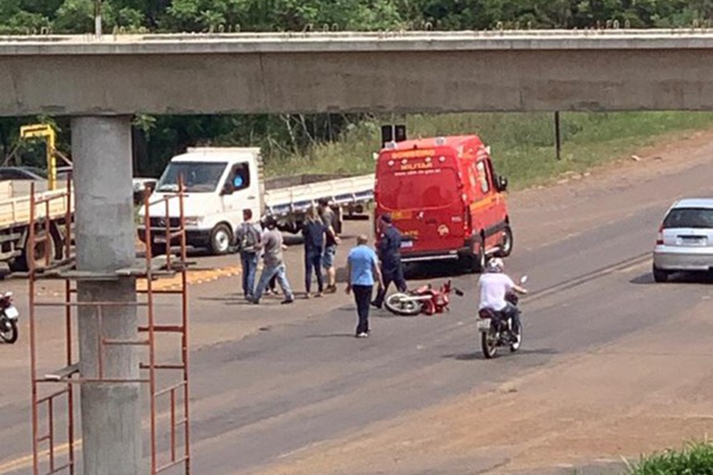 Motociclista fica ferido em acidente na BR-386 em FW