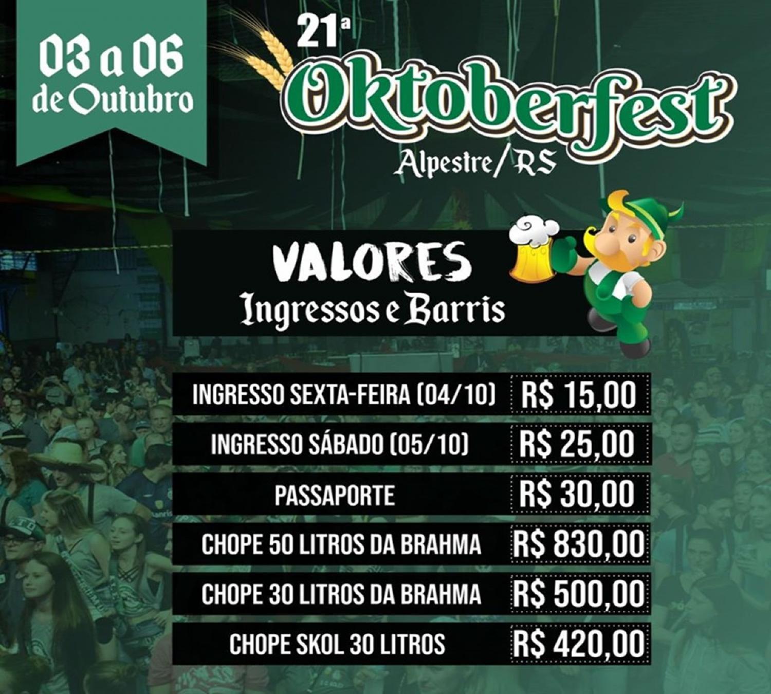 Venda de ingressos e barris da 21ª Oktoberfest