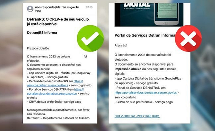 DetranRS alerta para golpe do licenciamento por e-mail