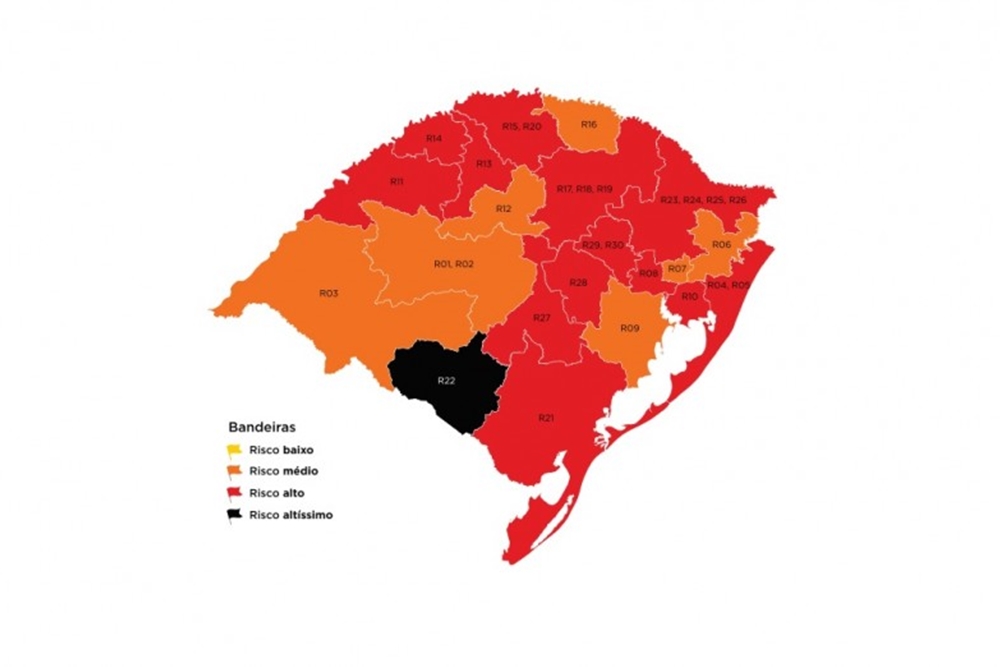 Com indeferimento de recursos, RS volta a ter bandeira preta no mapa definitivo da 35ª rodada